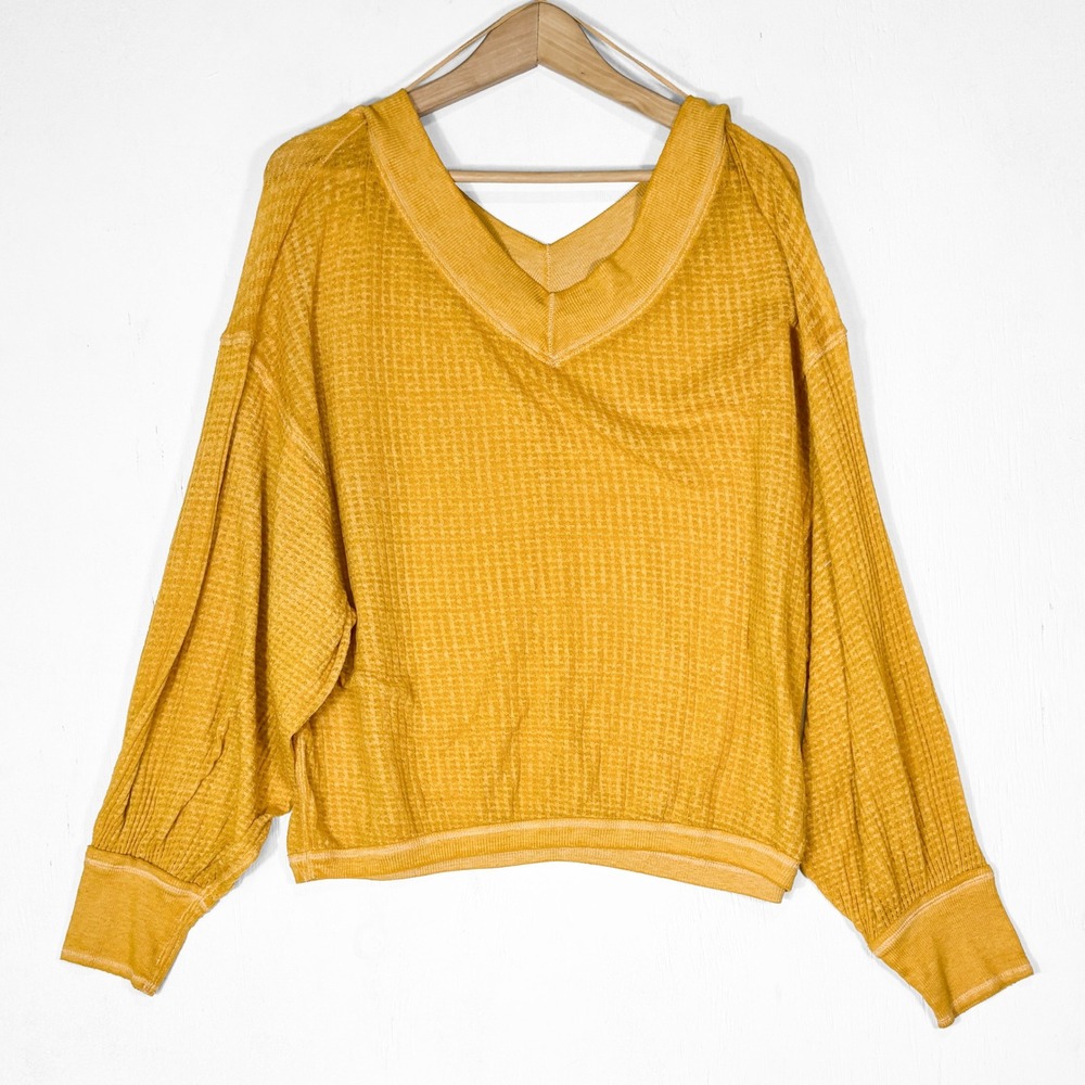 Free People We The Free South Side Thermal Top Womens M Oversized Slouchy - Picture 2 of 7
